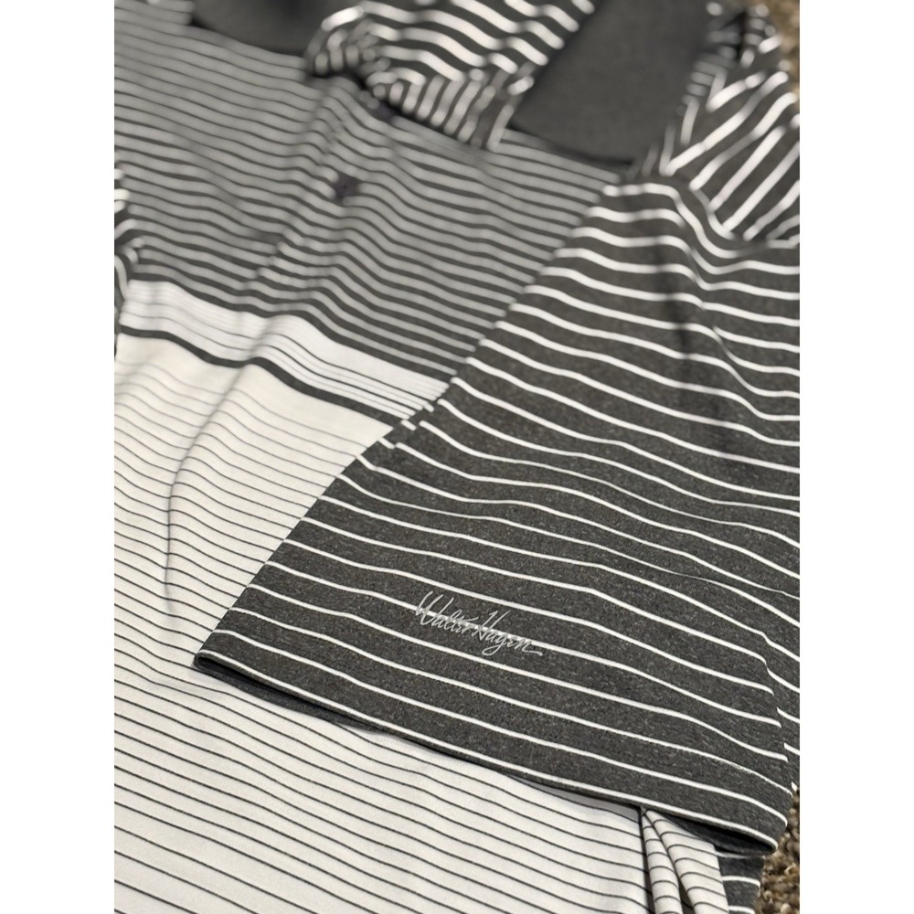 Walter Hagen 11 Golf Polo Shirt Mens XXL  White Gray Stripes Short Sleeve E8‎ - Picture 4 of 5